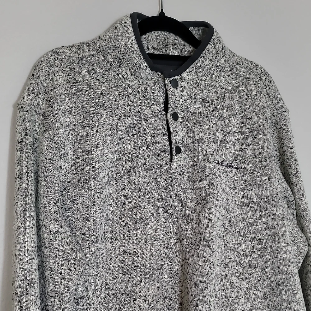 Eddie Bauer Radiator Fleece Pullover Size L Gray Marled 1/4 Snap Hiking Outdoor